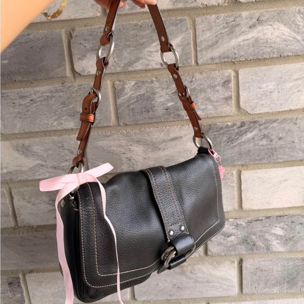Coach Chelsea Pebbled Black Leather Tote Shoulder Bag Purse Y2K Vintage Retro - Picture 2 of 7